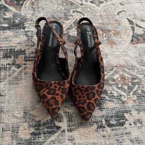 Leopard-Print Slingback Kitten Heels